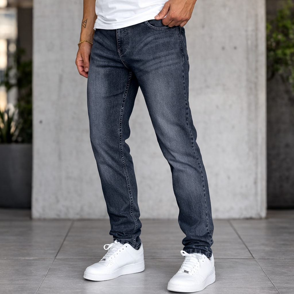 Jeans Bleu foncé délavé